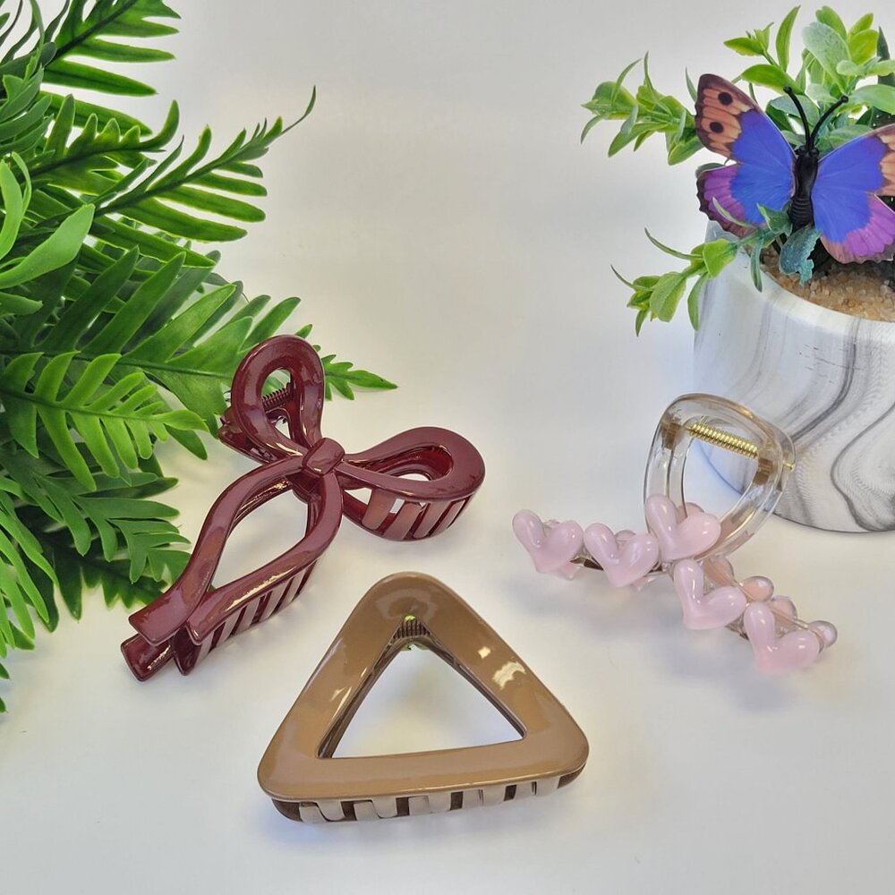 ✨Bundle 3 PCS | Assorted Hair Clips |Everyday Claw Clips Hair Accessories✨